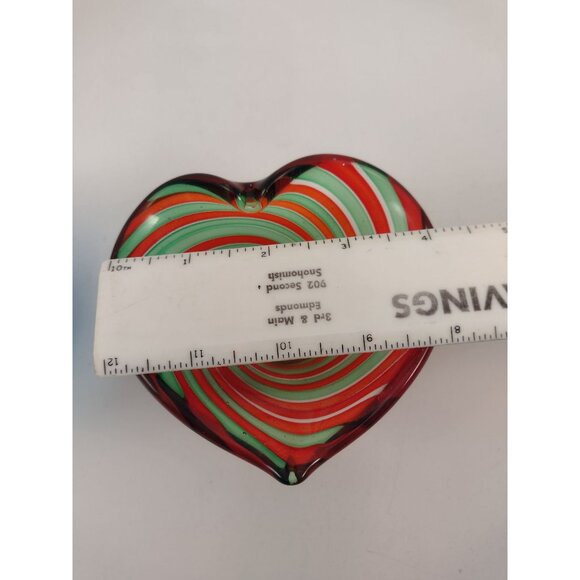 Heart-Shaped Glass Bowls With Swirling Stripes Trinket Dish Candle Holder Decor - Picture 12 of 13